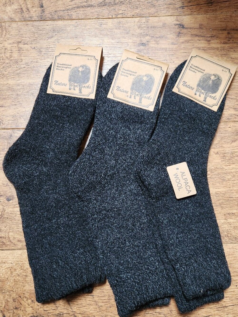 NATURE WOOL SOCKS Traditional Norwegian Alpaca Wool Socks - 3 PAIRS - Sz 9 - 11